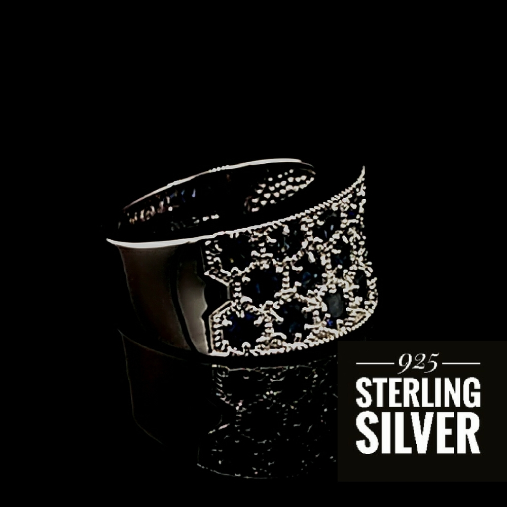 Ladies 925 Sterling Silver Crystal Ring